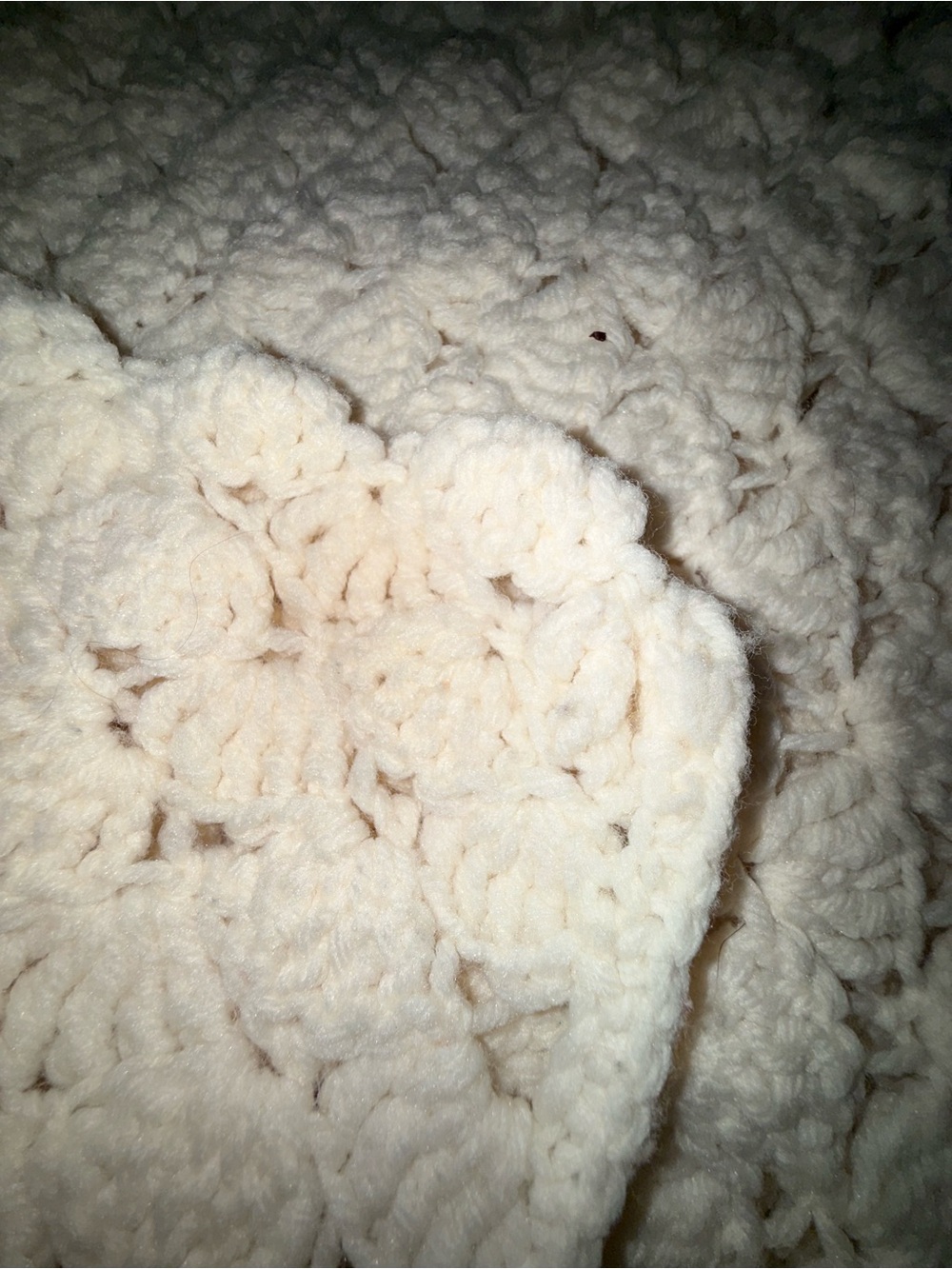 Cozy White Cream Hand Crocheted Quilt 46”x52”